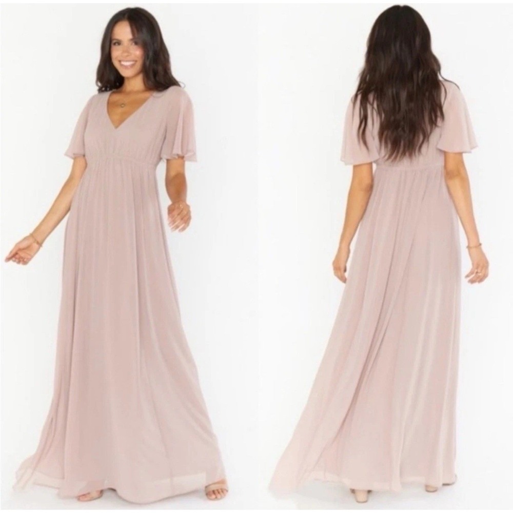 Show Me Your MuMu NEW Emily Empire Maxi Dress Size‎ XS Beige USA MADE